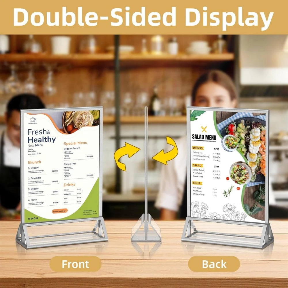 Acrylic Sign Holders — Double-Sided 5x7 Silver Picture Frames, 6 Pack