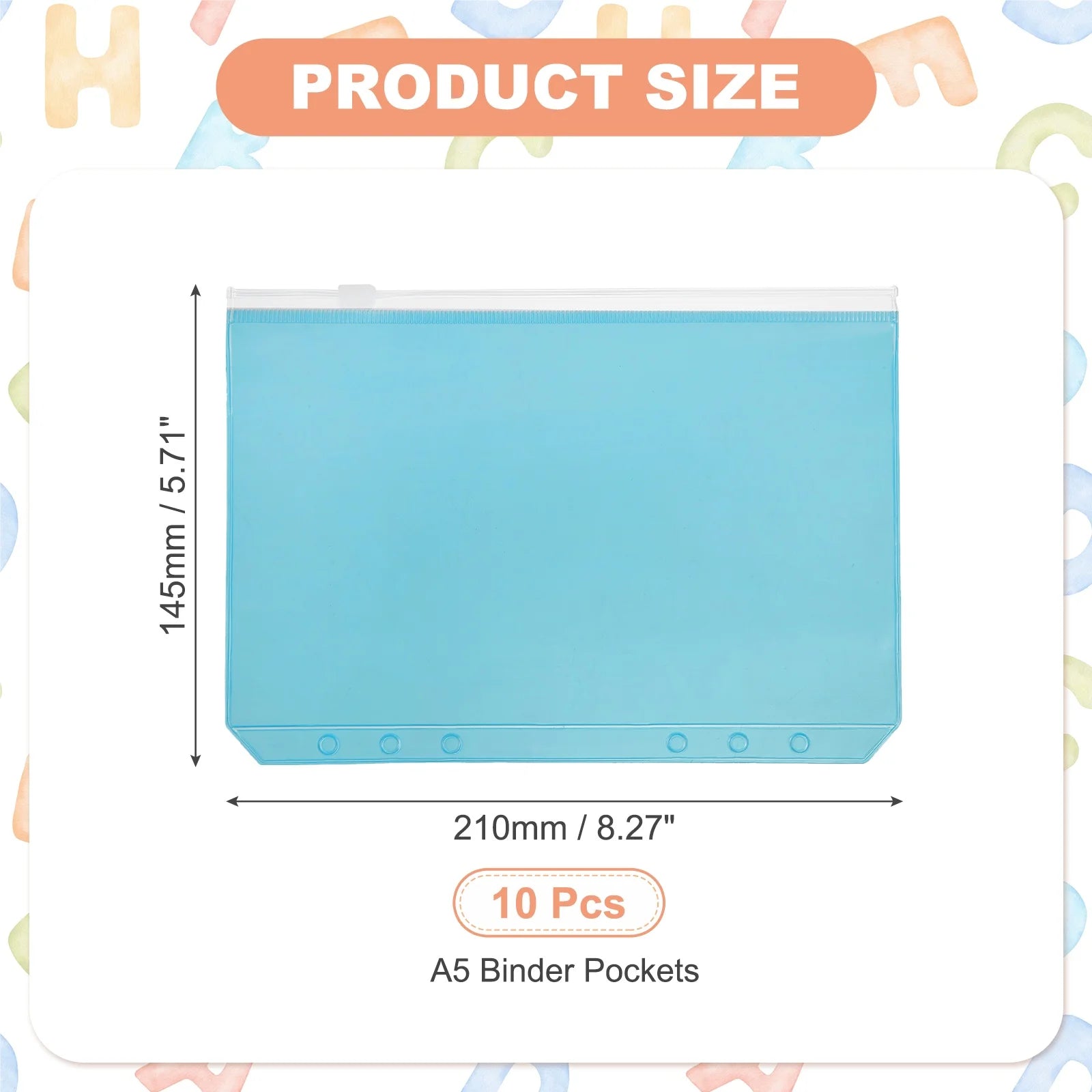 Multicolor Zipper Binder Pockets — Waterproof A5 & A6 Plastic File Folders