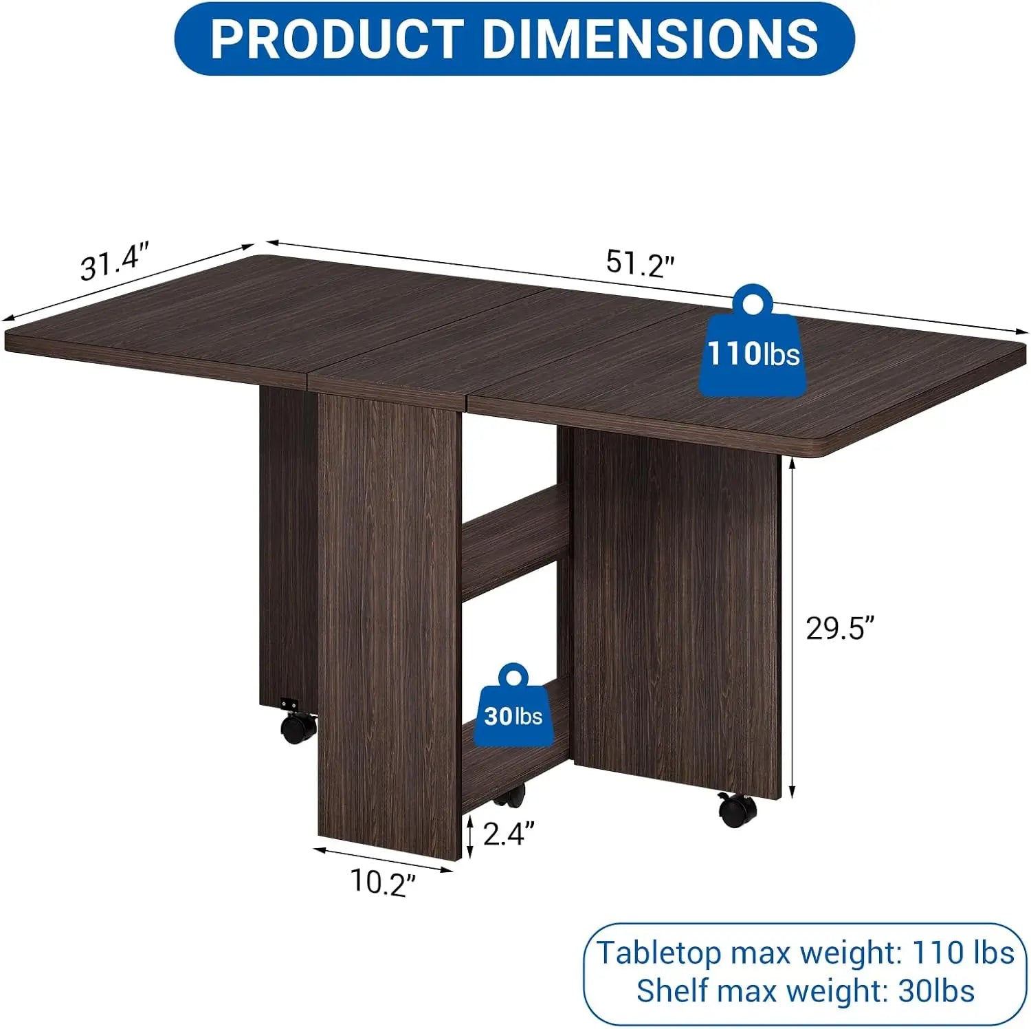 Garvee Extendable Drop Leaf Dining Table — Space-Saving Design with Storage