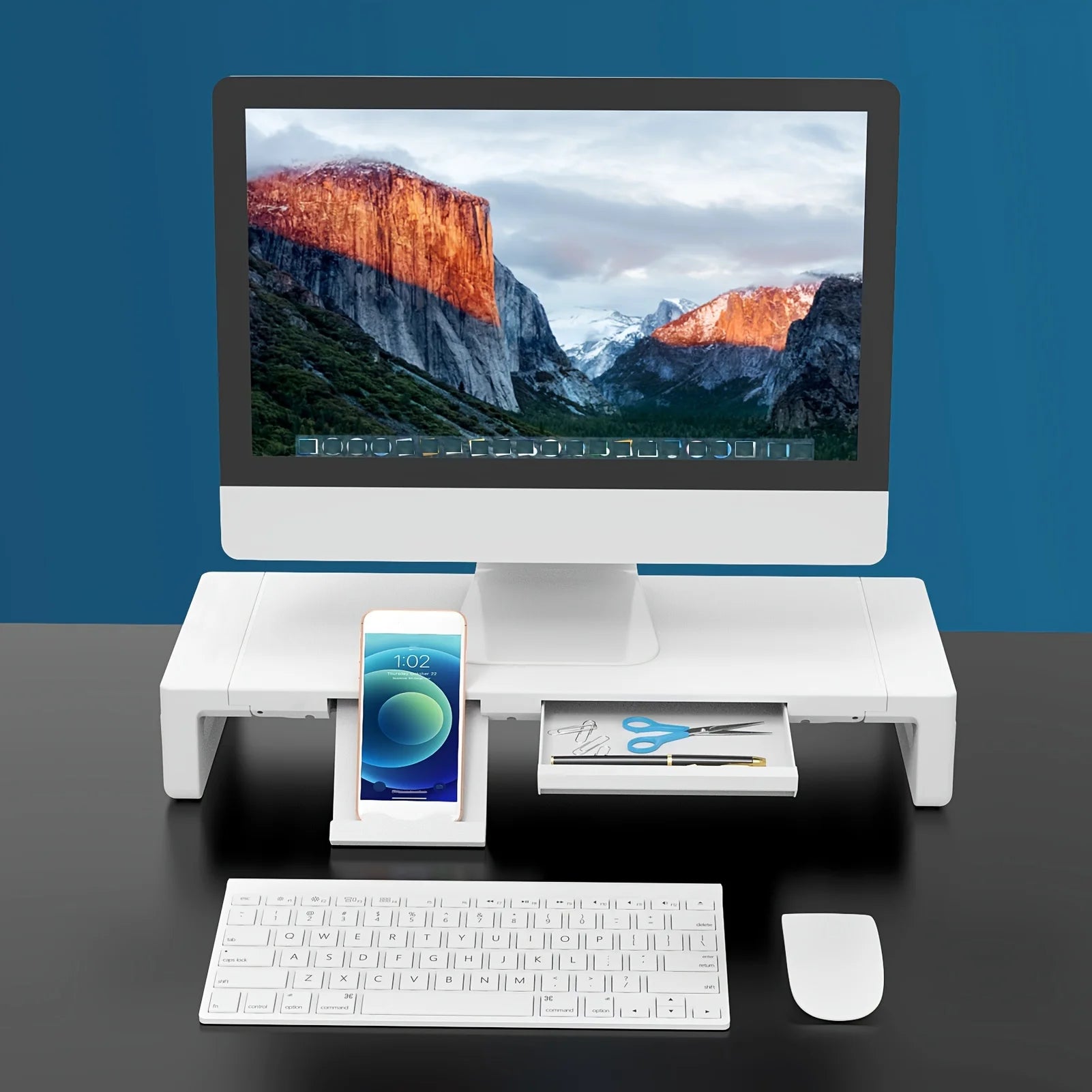 Minritech Monitor Stand Riser — Foldable Height Adjustable Desk Shelf