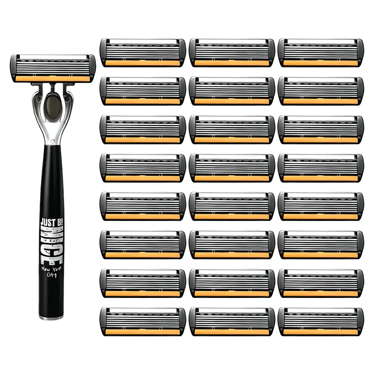 Men's Manual Safety Razor Set — 6-Layer Stainless Steel Blades with Aloe Vera