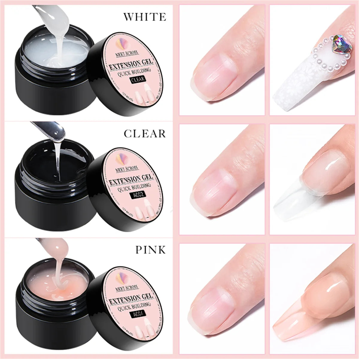 MEET ACROSS Quick Extension Gel — Professional Nail Repair & Extension Polish