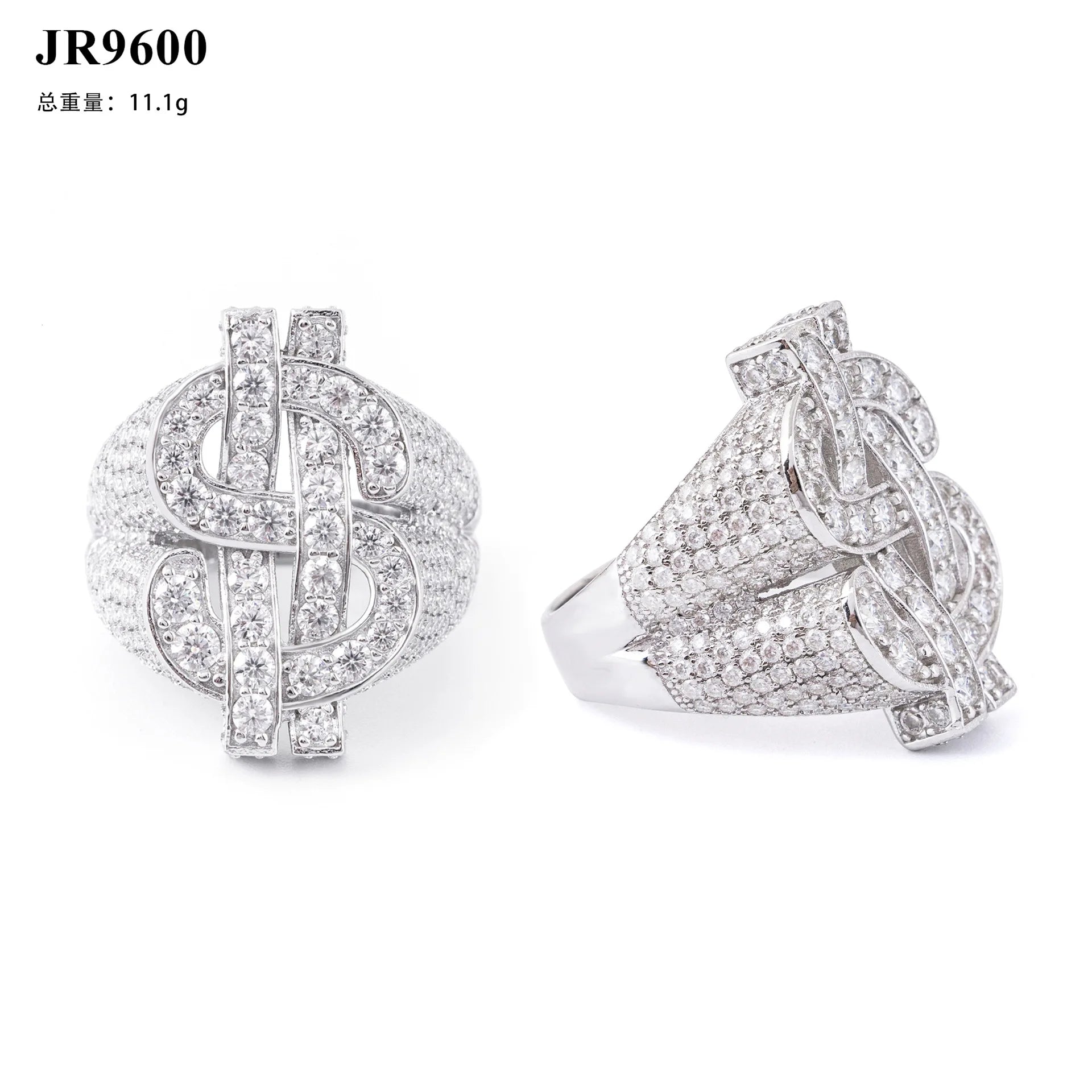 LYEE CYEE Moissanite Dollar Sign Ring — Iced Out 925 Sterling Silver Band
