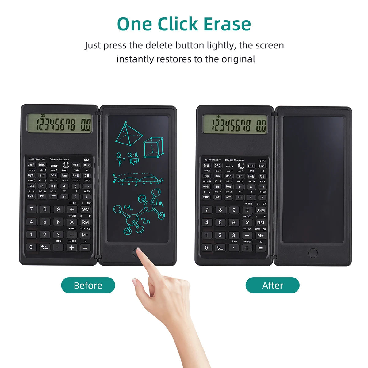 amzwn Scientific Calculator with LCD Writing Tablet — Foldable Engineering Tool