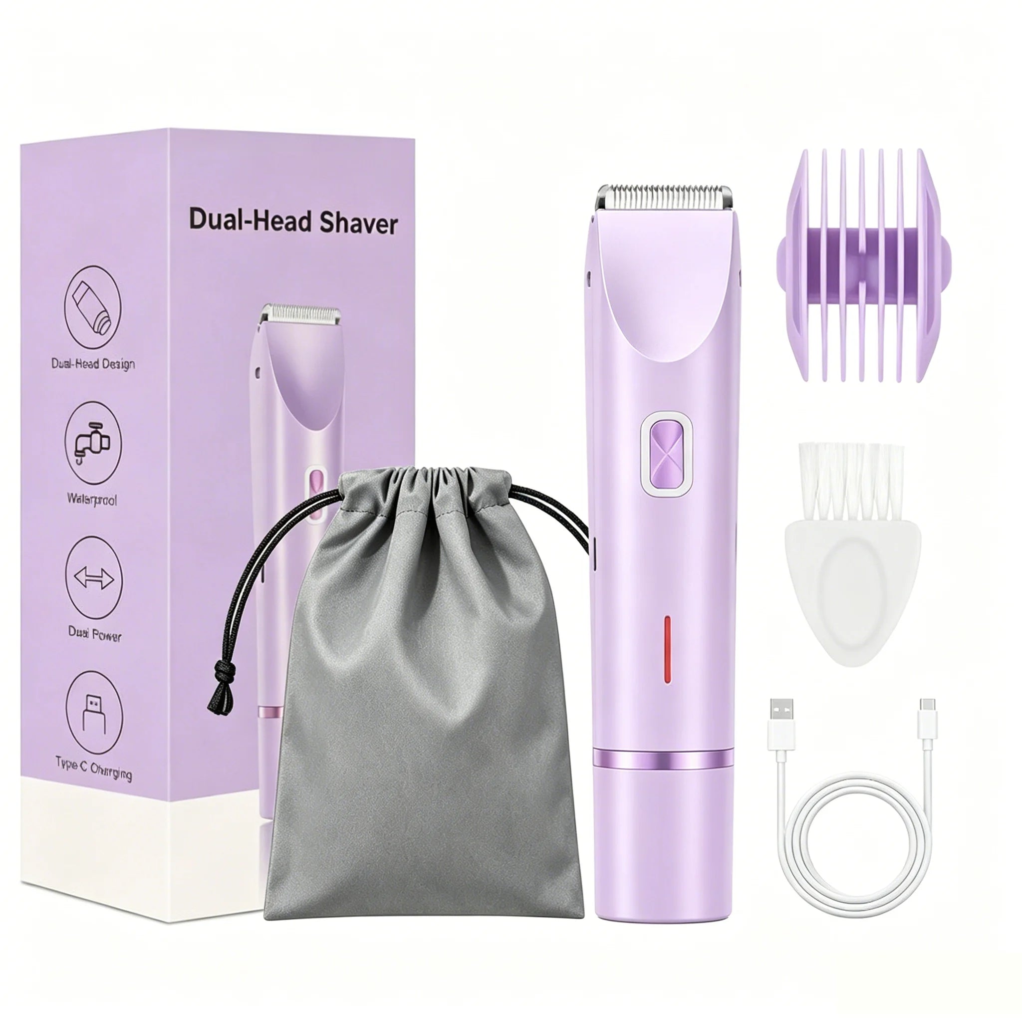 Electric Women's Shaver — Dual Head Body Epilator for Bikini and Underarms