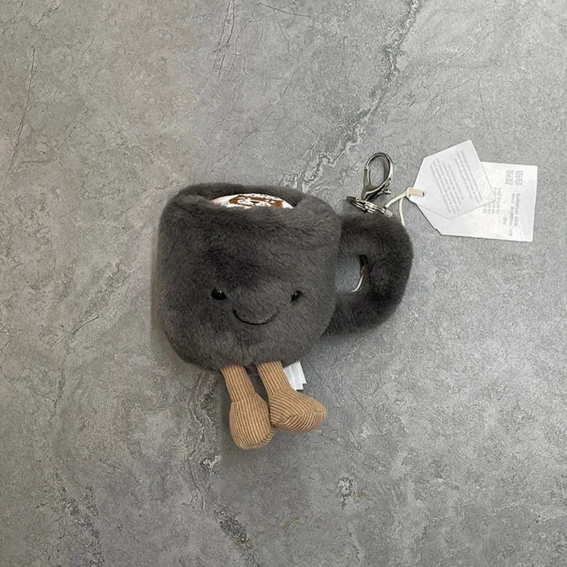 Assorted Plush Keychain Charm — Cute Animal & Food Backpack Accessory