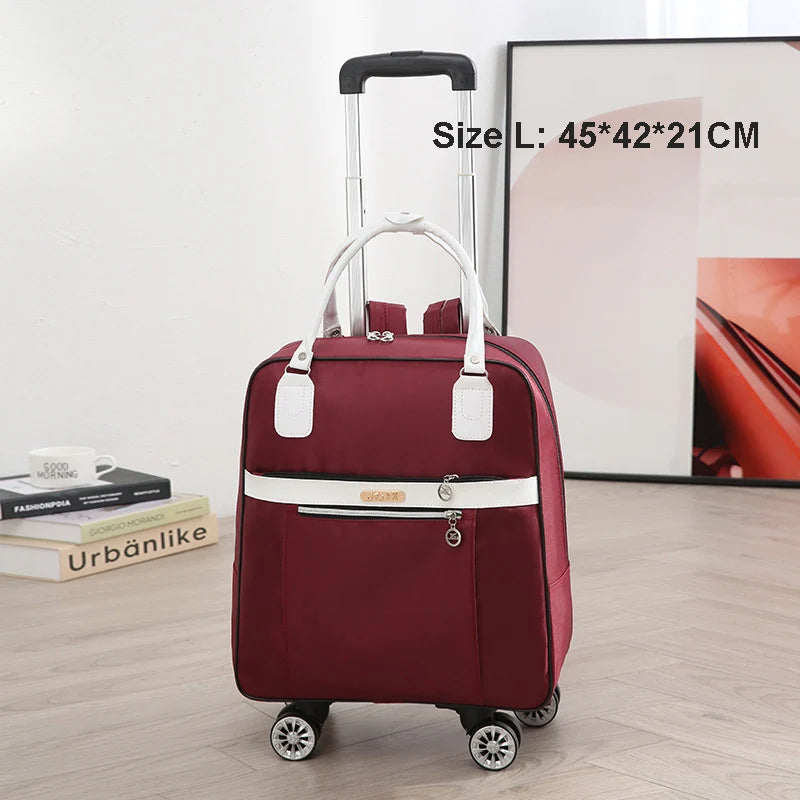 Rolling Travel Luggage Bag — Waterproof Oxford Cloth Suitcase with Wheels