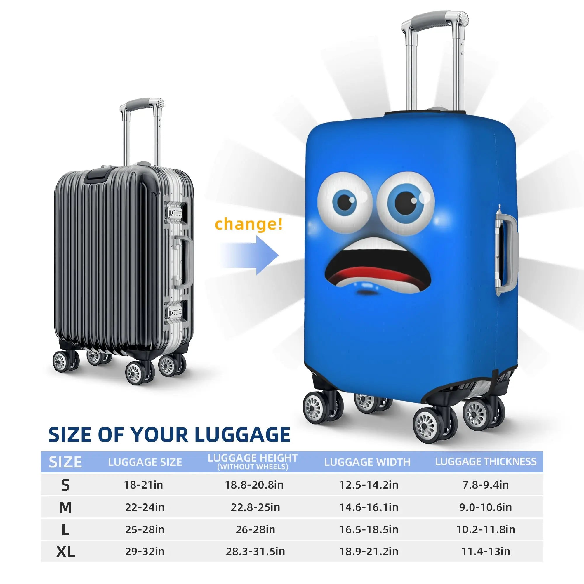 Funny Face Luggage Cover — Protective Cartoon Suitcase Protector