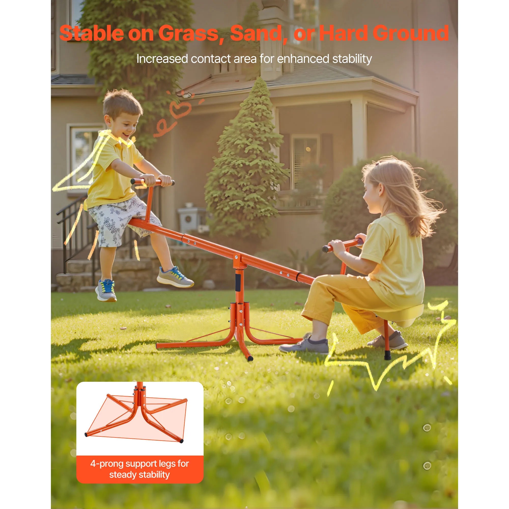 Kids Sit and Spin Teeter Totter — 360° Rotating Outdoor Seesaw