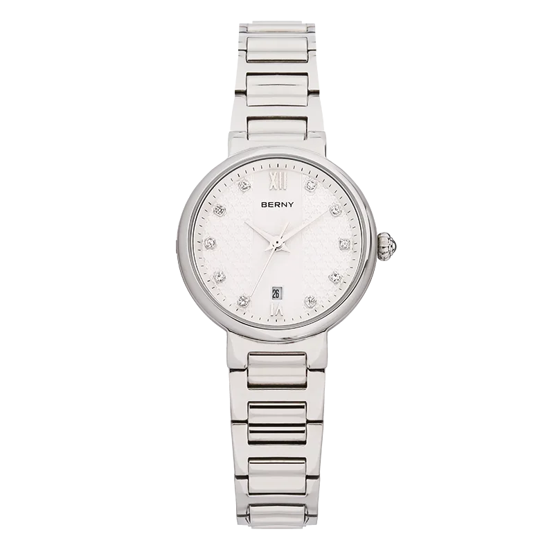 BERNY Women's Fashion Quartz Watch — Diamond Accents & Sapphire Glass