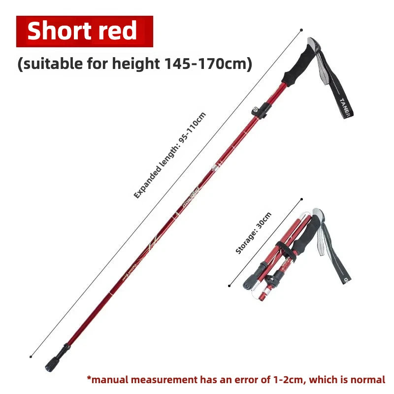 Aluminum Alloy Folding Hiking Stick — Lightweight Retractable Walking Pole