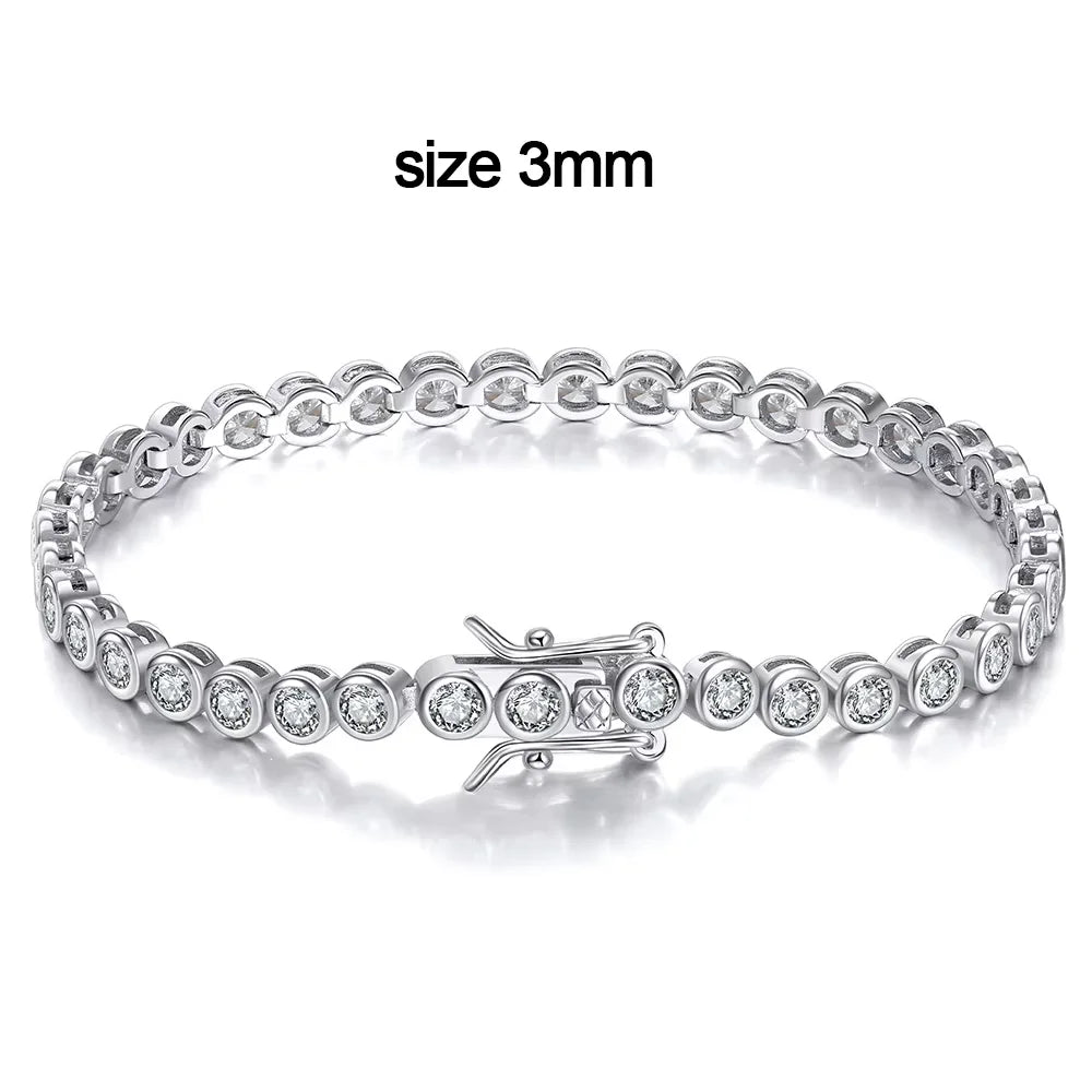 knobspin Moissanite Tennis Bracelet — D VVS1 Round Cut Sterling Silver