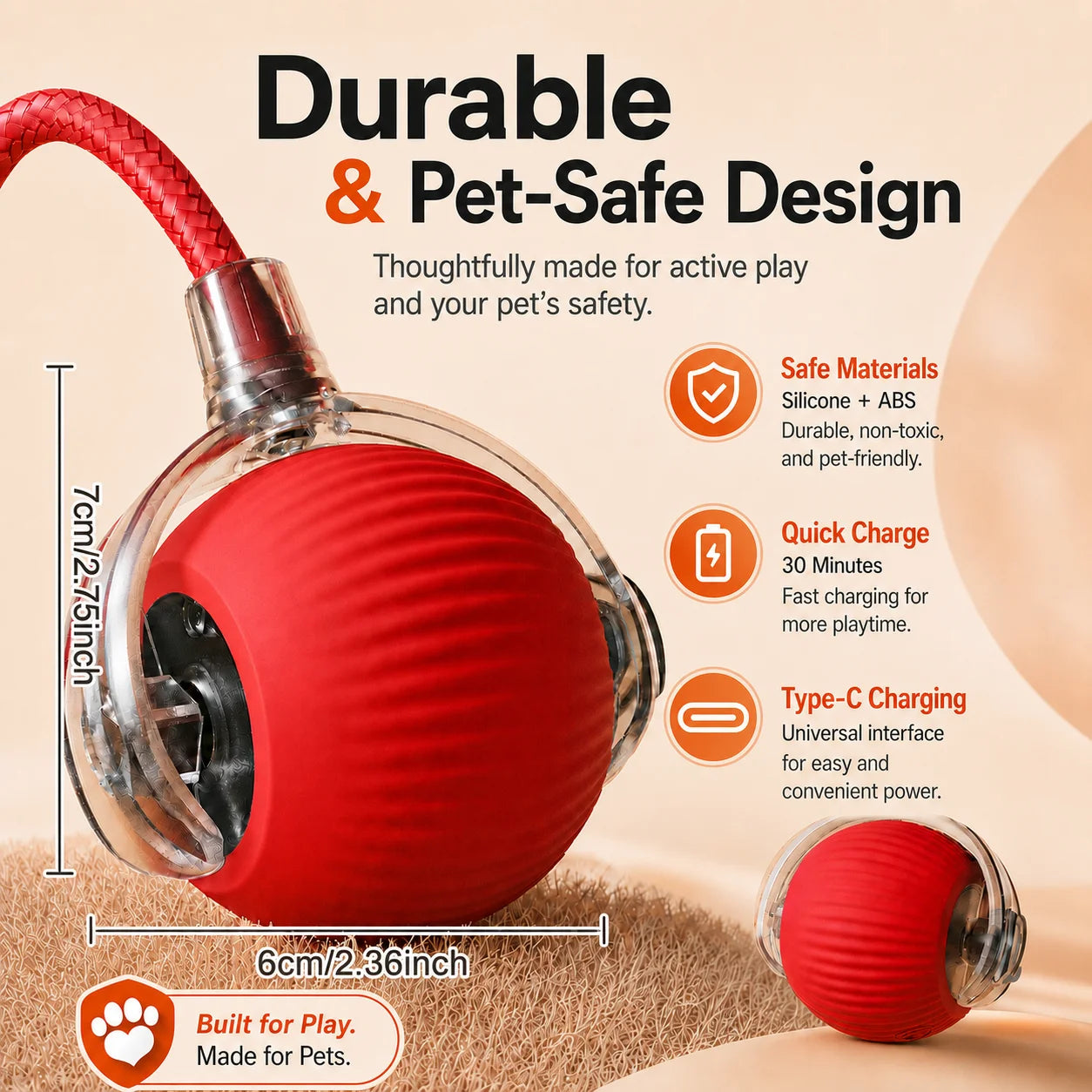 Right Cat Interactive Rolling Dog Ball — Smart Automatic Pet Toy