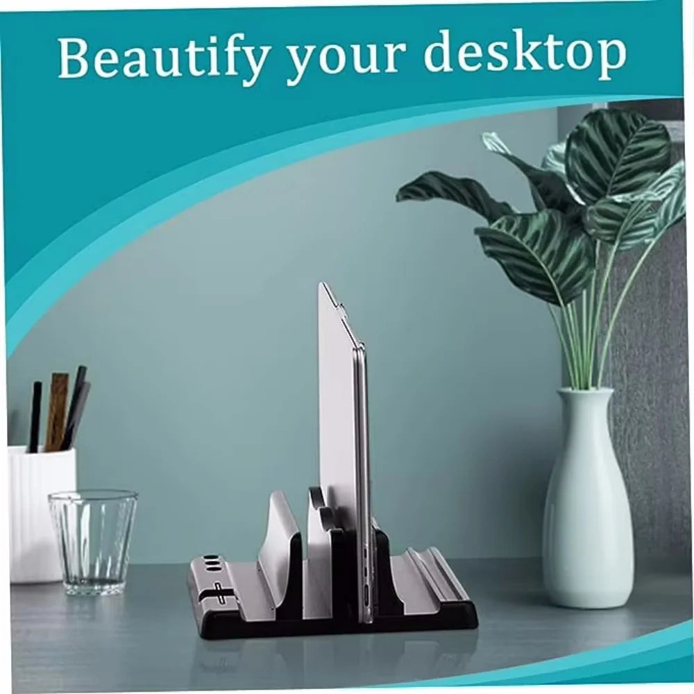 Adjustable Vertical Laptop Stand — Space-Saving Desktop Organizer