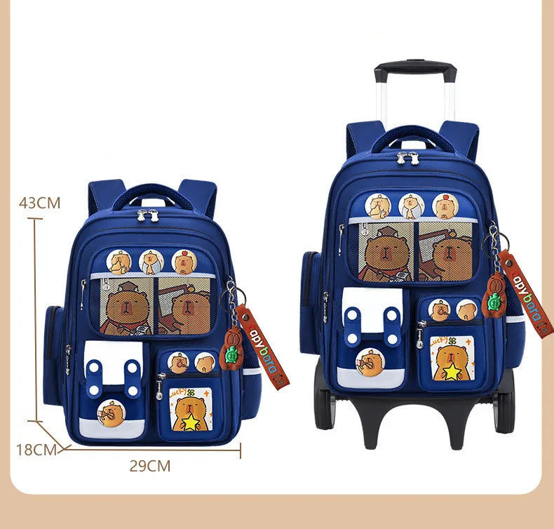 Kids Rolling School Bag — High Capacity Trolley Backpack with Wheels