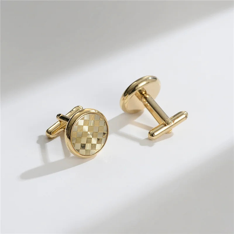 UJOY Luxury Copper Cufflinks — Elegant Round and Square Men's Jewelry Set