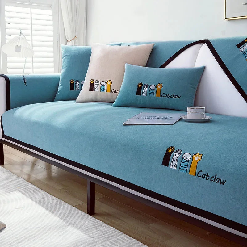 Premium Chenille Sofa Cushion Cover — Non-Slip Rectangular Seat Protector