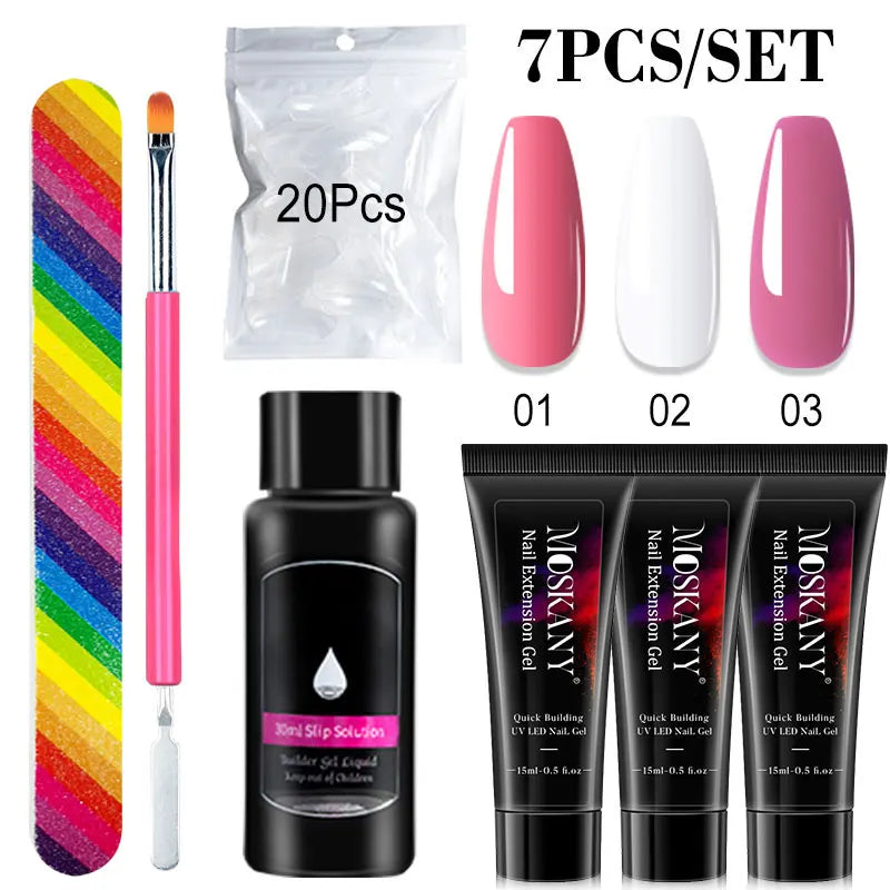 MOSKANY Poly Nail Gel Kit — Complete Manicure Set with LED Lamp
