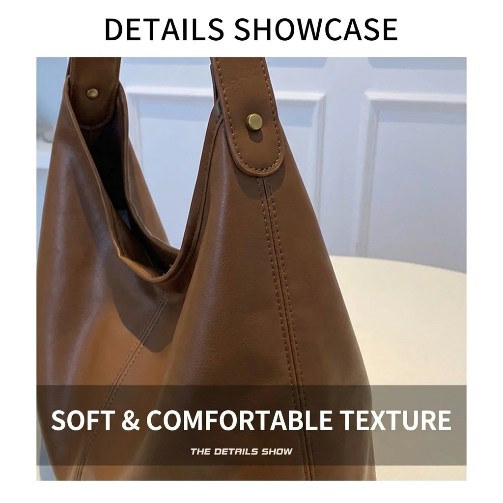 Women's Soft PU Leather Hobo Bag — Slouchy Shoulder Tote for Everyday Use