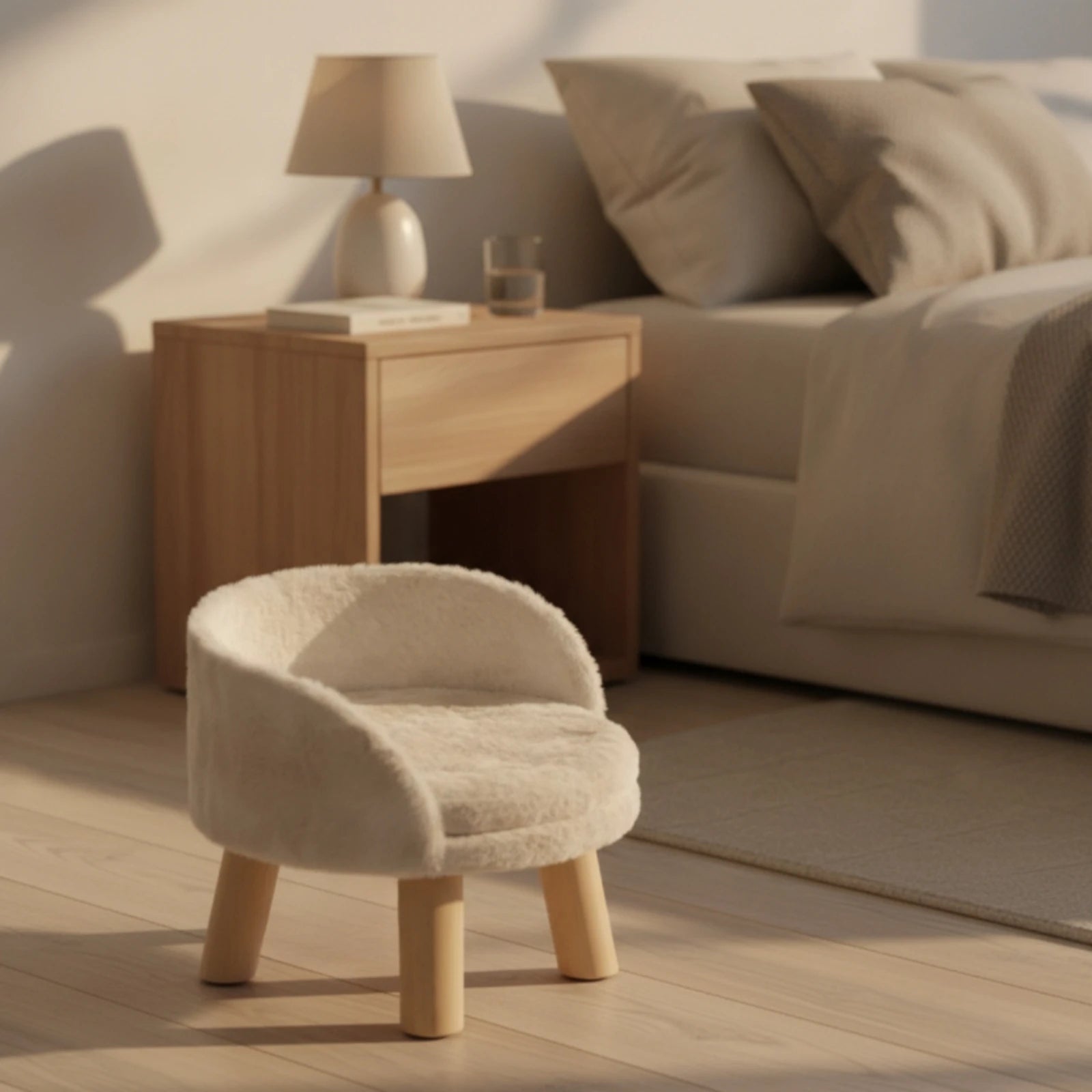 Elevated Cat Sofa Bed — Cozy Cushioned Pet Couch with Wooden Legs