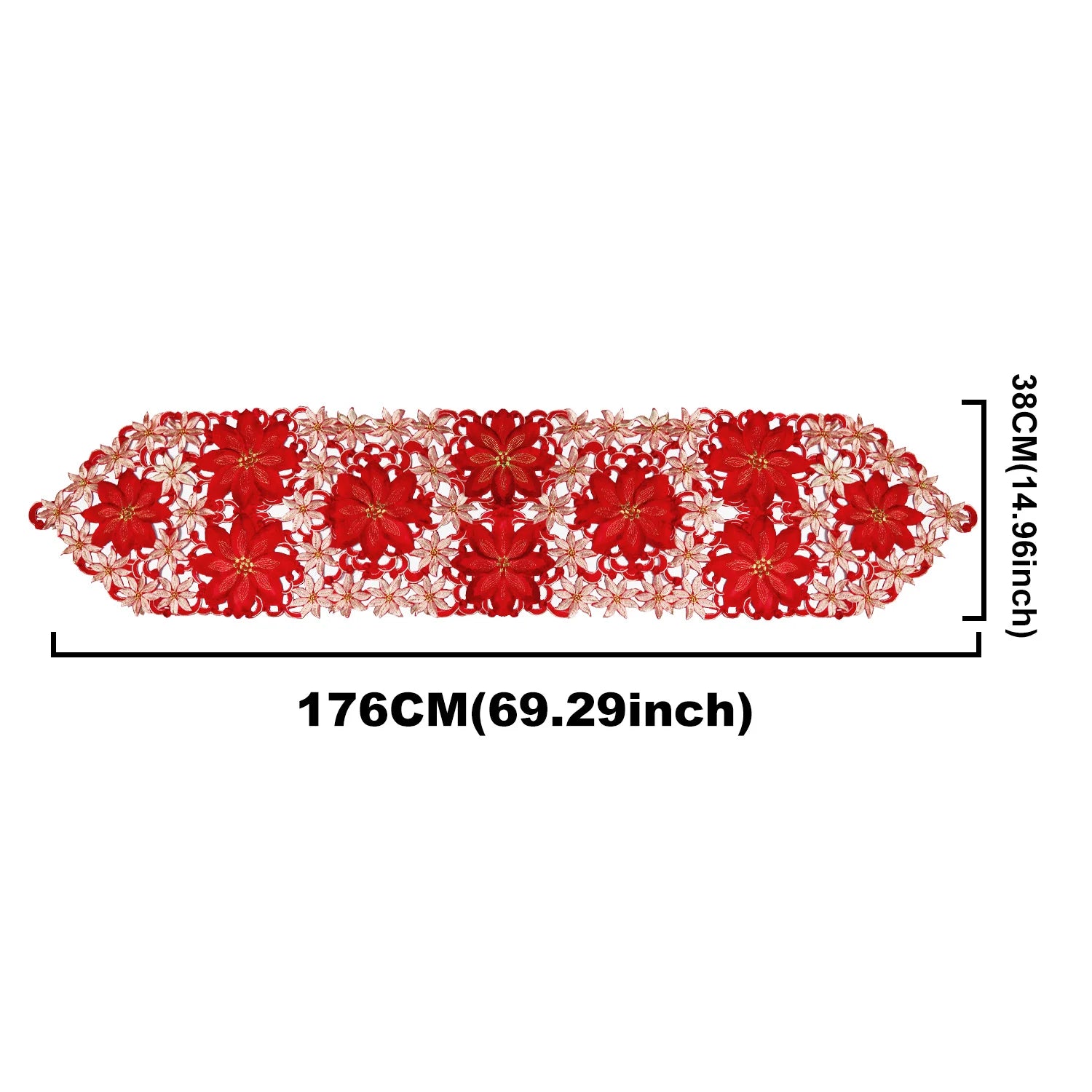 Christmas Floral Tablecloth — Festive Embroidered Table Runner Decor