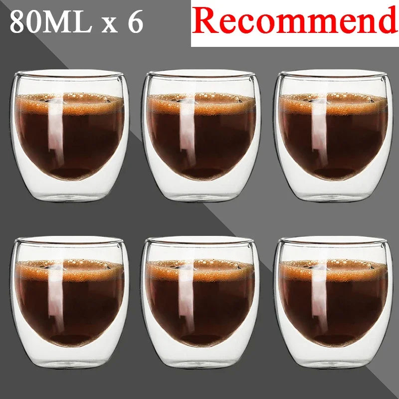 Double Wall Glass Cup Set — Heat Resistant Handmade Drinkware