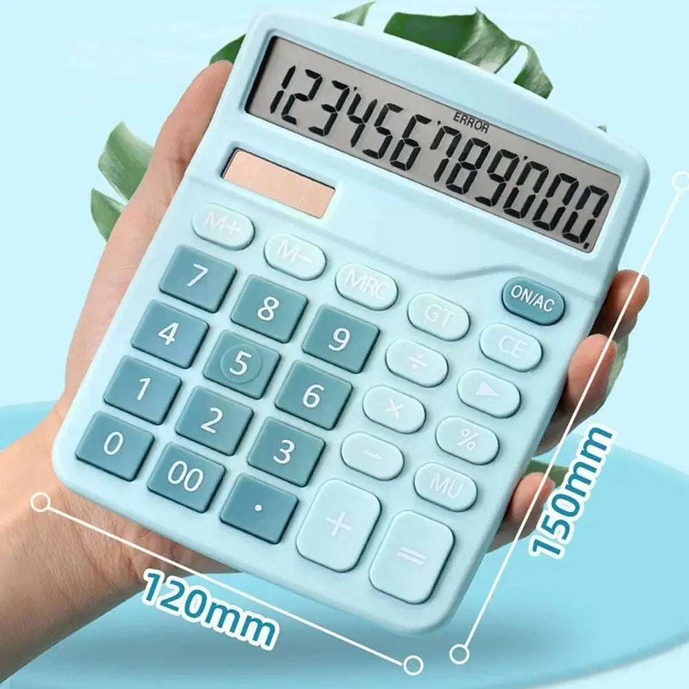 12-Digit Electronic Solar Calculator — Dual Power Supply for Office & School