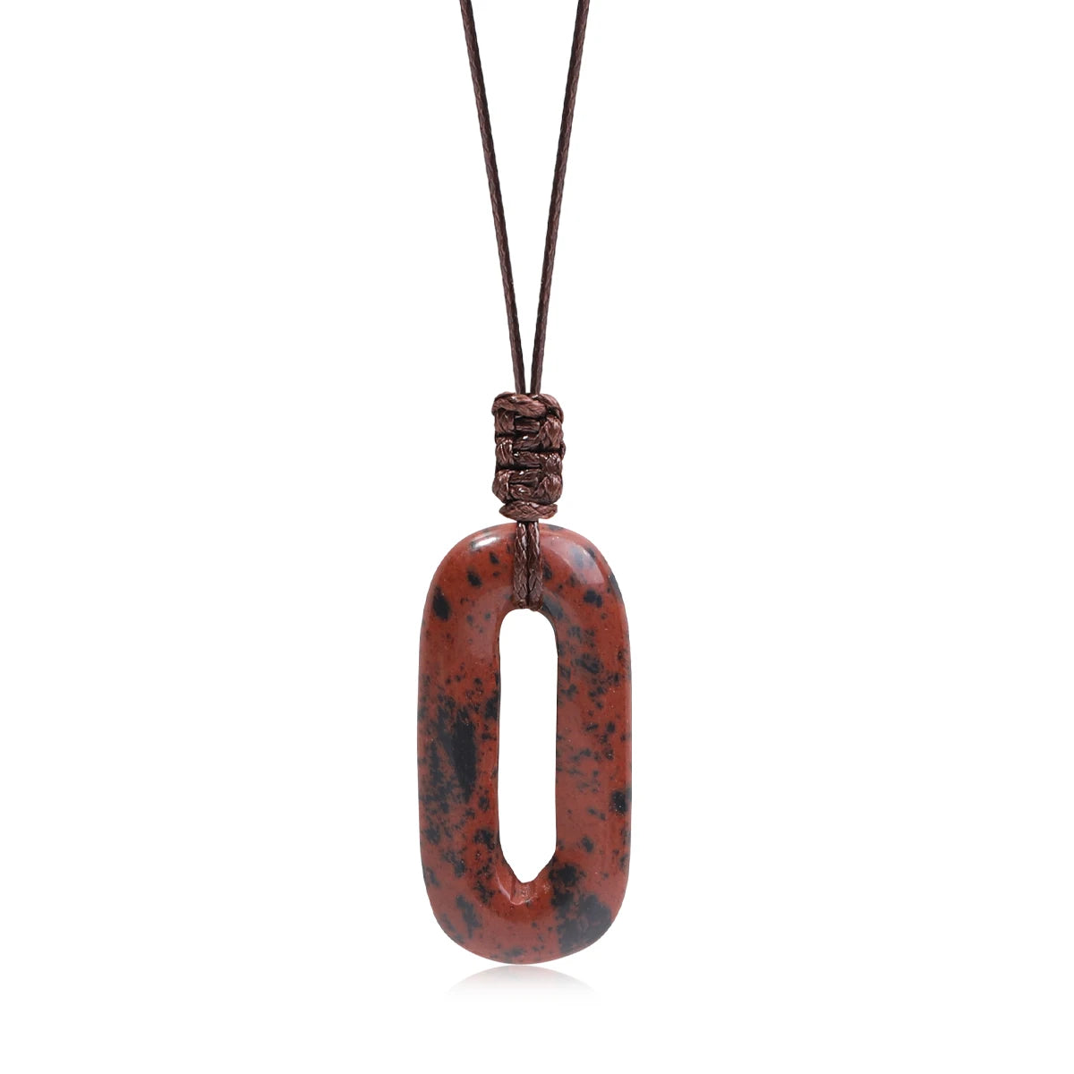 Natural Gemstone Circle Pendant — Ethnic Style Crystal Necklace