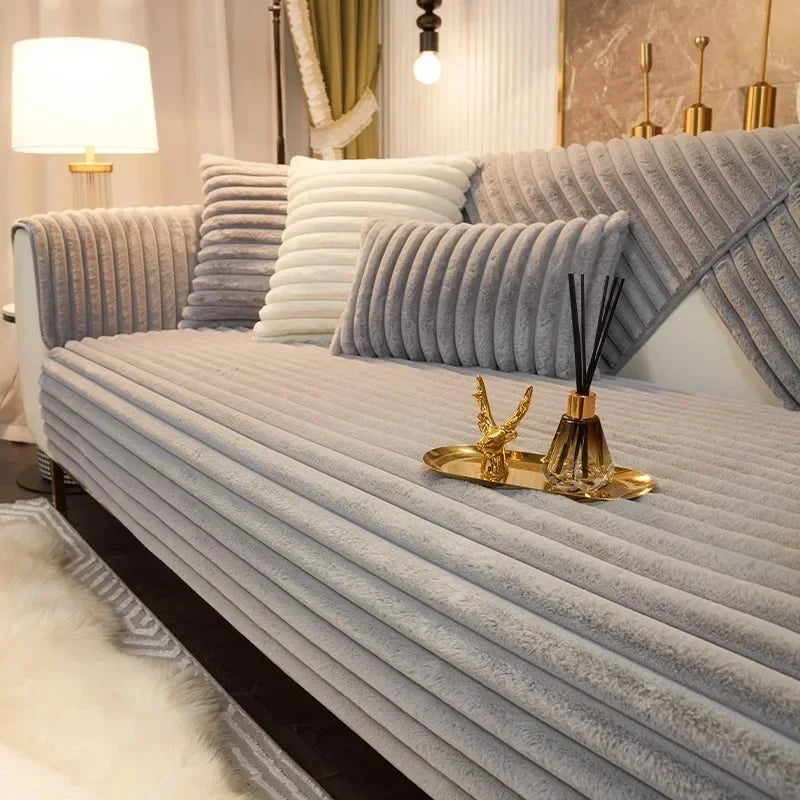 Plush Sofa Mat — Warm Thickened Seat Cushion & Anti-Slip Cover