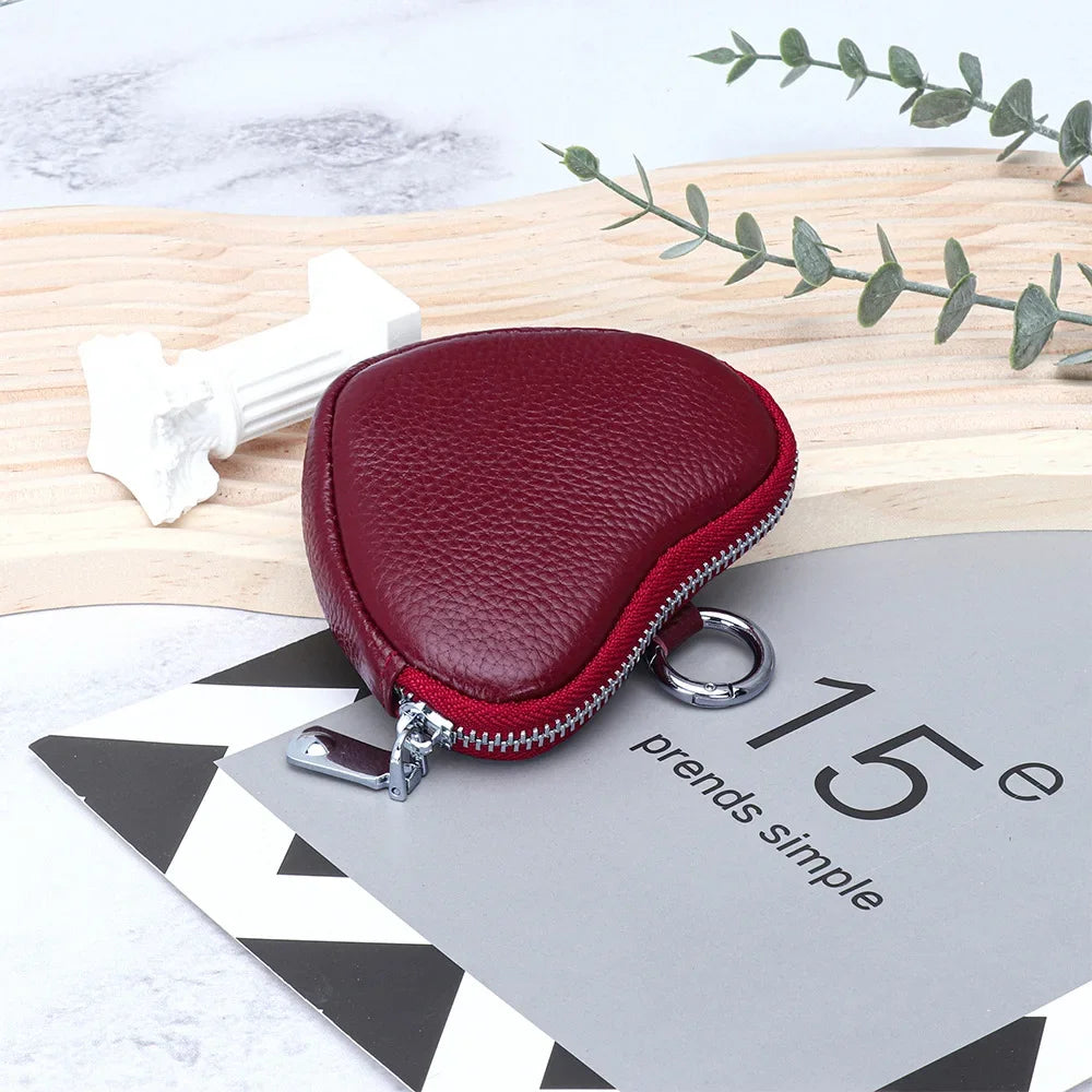 cicicuff Heart Shaped Leather Coin Purse — Small Cosmetic & Jewelry Organizer