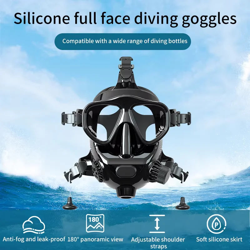 Full Face Snorkeling Mask — Panoramic View with Camera Mount