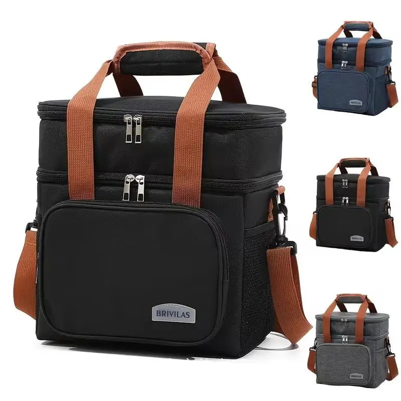 Double-Layer Insulated Lunch Bag — Large Capacity Thermal Tote for Work and School