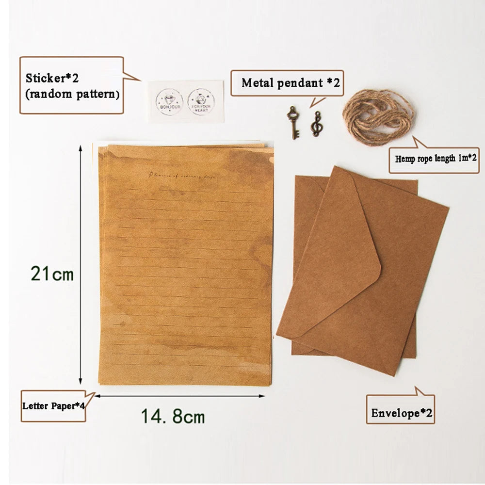 Kraft Paper Stationery Set — European Style Invitation Envelopes & Letter Pads