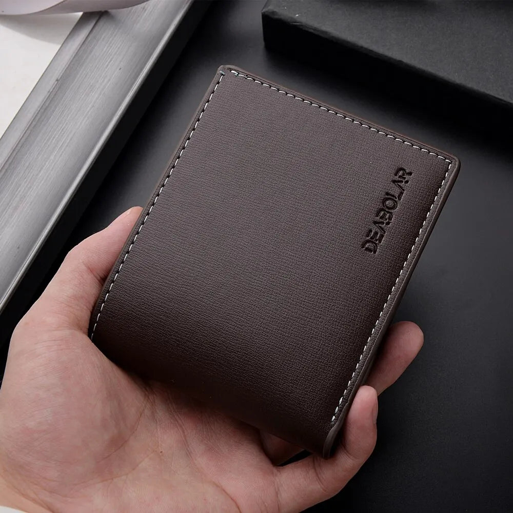 DEABOLAR Men's PU Leather Wallet — Slim Folding Card Holder