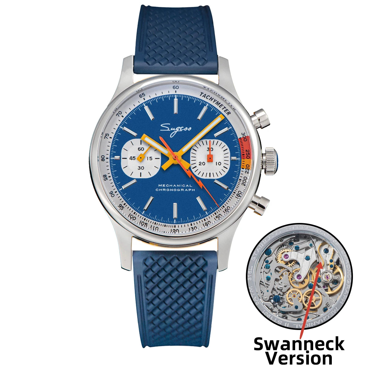 SUGESS Pilot Chronograph Watch — Mechanical Seagull Movement & Sapphire Crystal