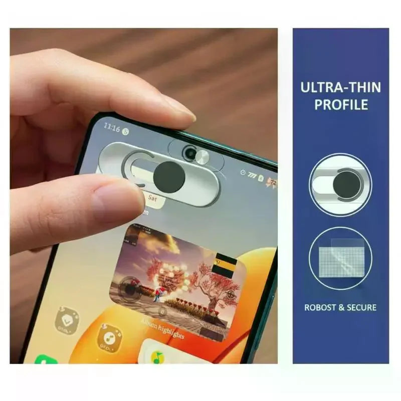 Ultra-Thin Webcam Privacy Cover — Sliding Camera Protector for Laptops and Smartphones