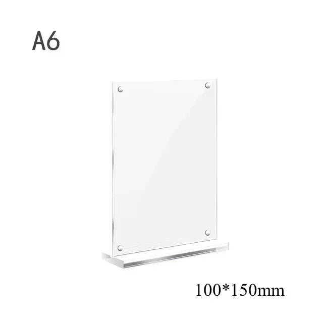 Acrylic Sign Holder — Double-Sided Desktop Display Stand for Posters