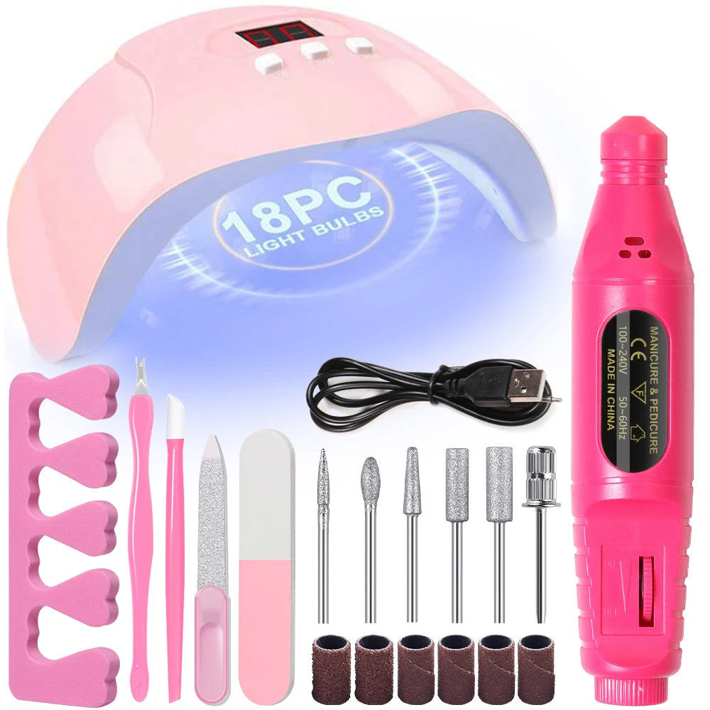 DUTRIEUX Professional Nail Drill and UV LED Lamp Kit — Complete Manicure Set