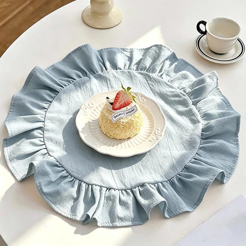 Cotton Ruffle Placemats and Napkins — Elegant Table Decor for Dining