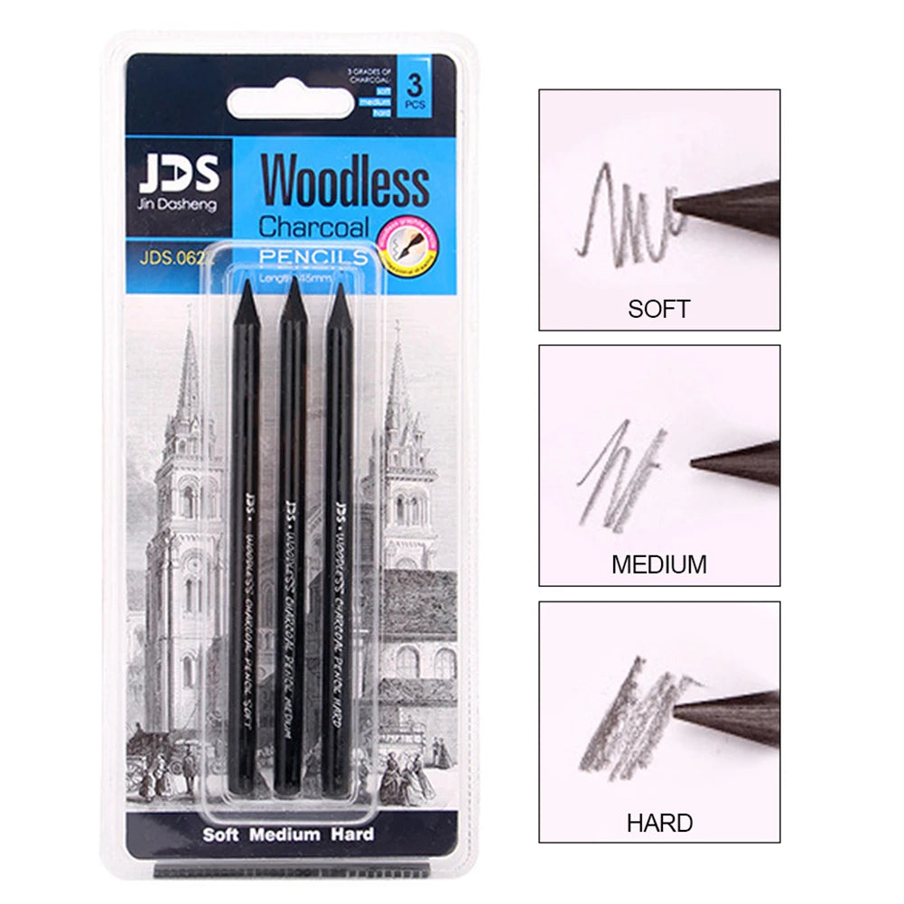 Woodless Charcoal Pencil Set — Professional Carbon Sketching Tools
