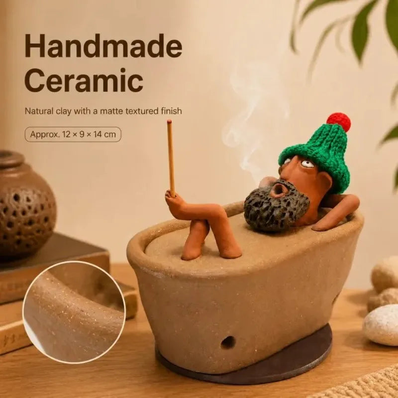CHFENGASQ Lazy Bath Man Incense Burner — Relaxing Aromatherapy Holder