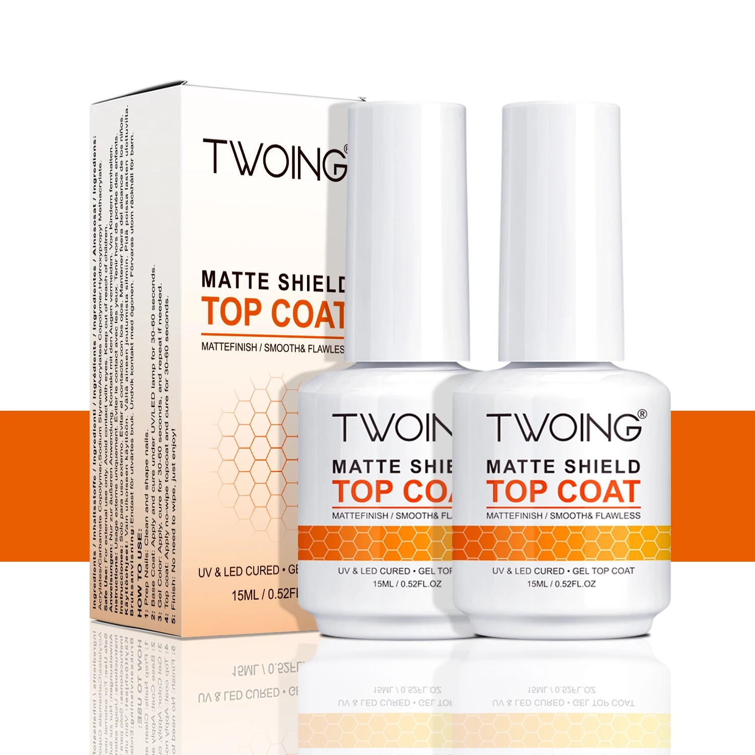TWOING Velvet Matte Top Coat — No-Wipe Gel Finish Sealer, 15ml