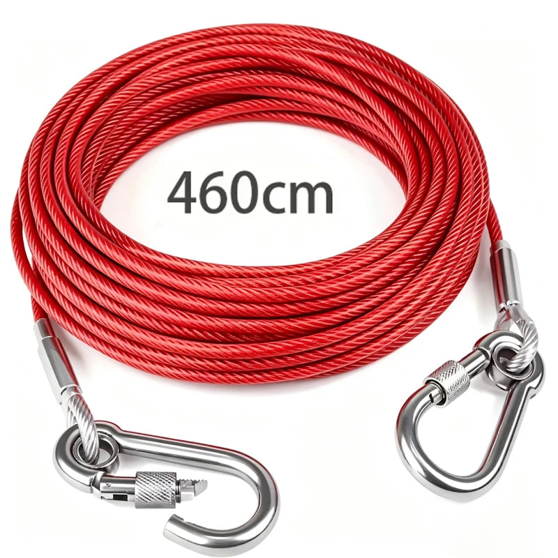 Heavy-Duty Stainless Steel Dog Tie-Out Cable — Reflective Outdoor Leash