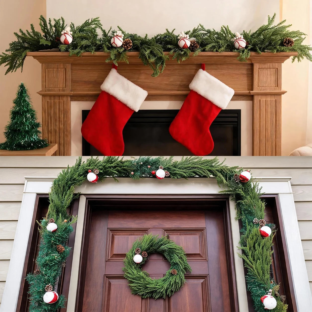 ANIXOL Artificial Cedar Garland — Realistic Faux Evergreen Holiday Decor