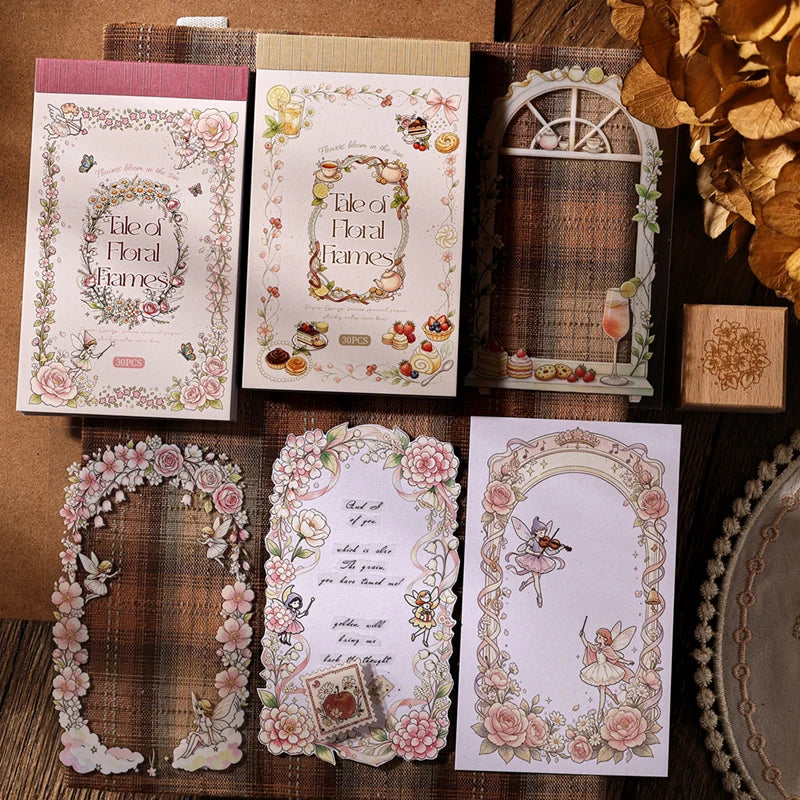 Flower Border Sticker Sheets — Decorative Scrapbooking Material for Journals