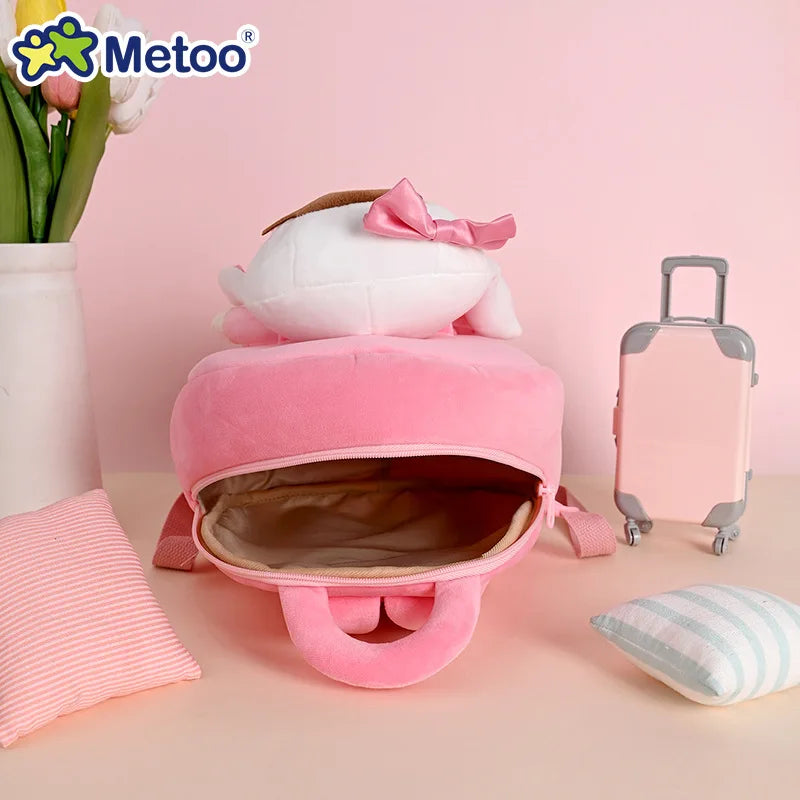Metoo Plush Animal Backpack — Soft Toddler Bag with Detachable Doll