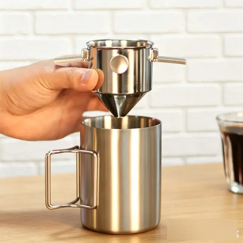 Stainless Steel Coffee Filter — Reusable Hanging Ear Pour Over Funnel