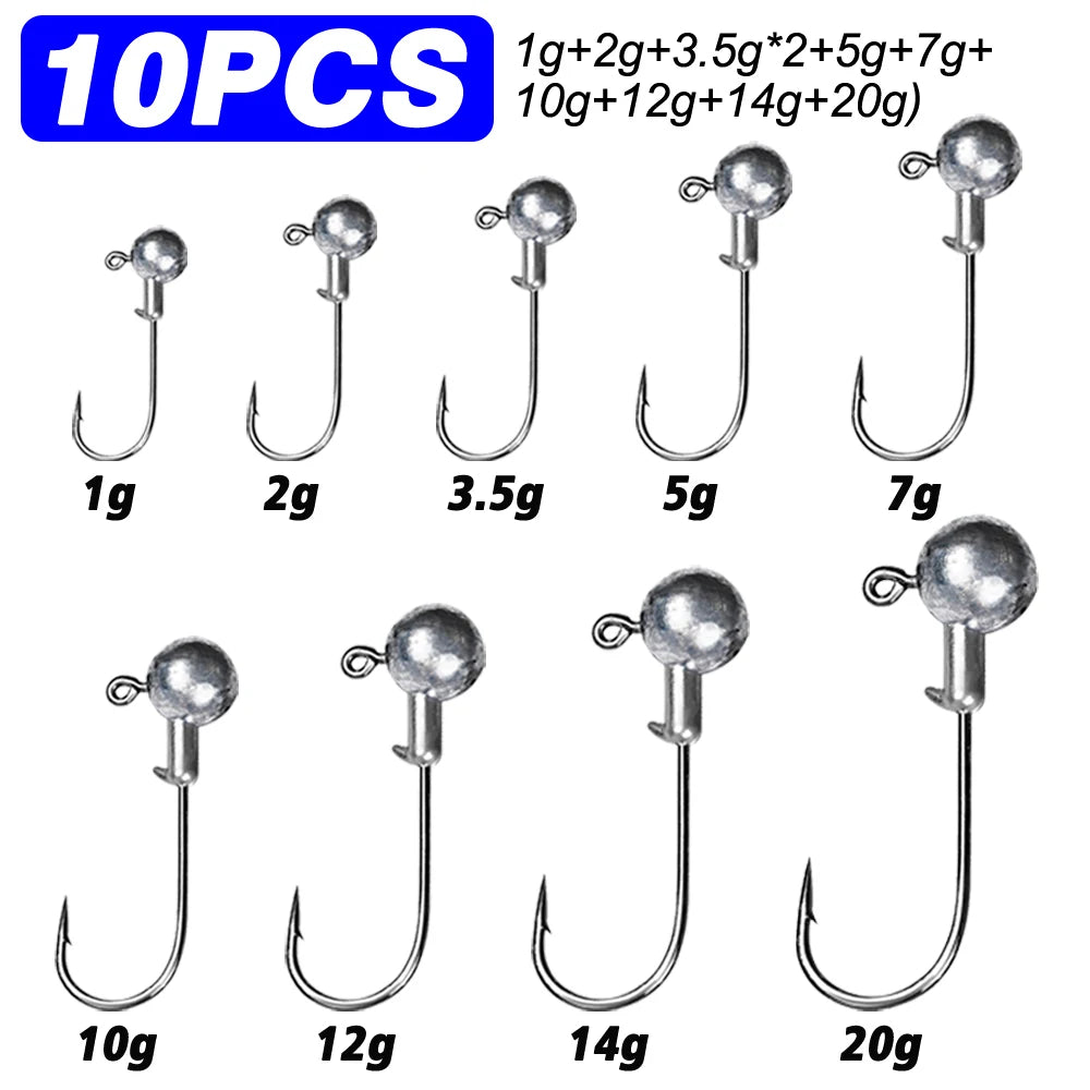LAKBAT Jig Head Fishing Hooks — High Carbon Steel Lures for Bass and Pike