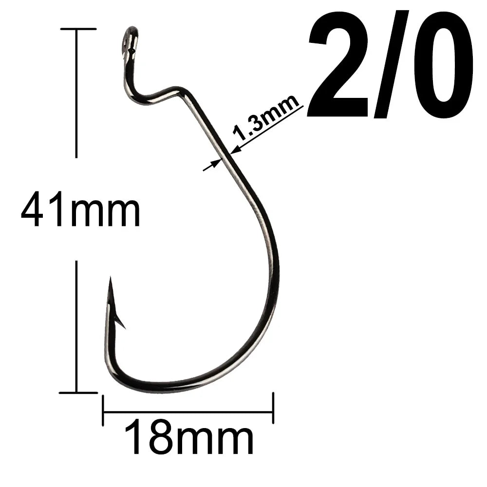 facifa Wide Gap Worm Fishing Hooks — High Carbon Steel Lures with Storage Box