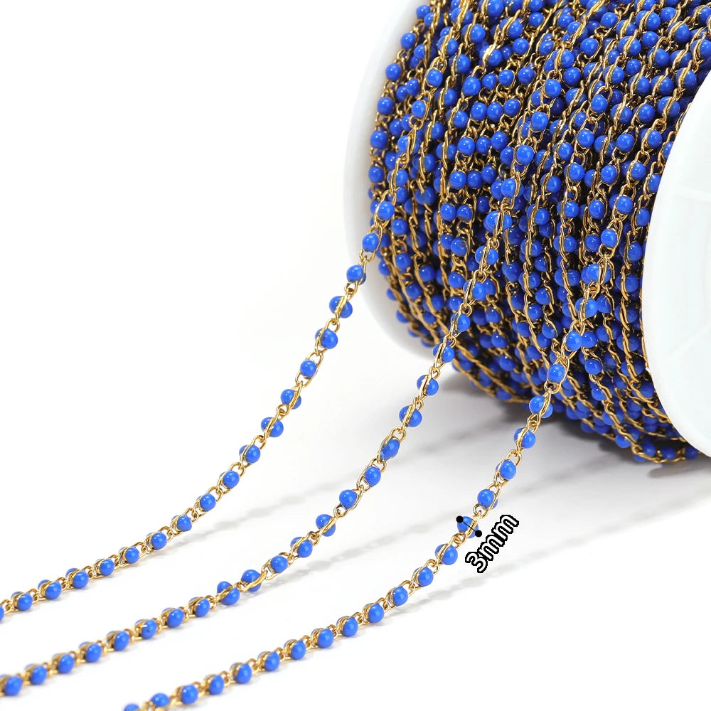 Semitree Enamel Twisted Bead Chain — 1 Meter Stainless Steel Jewelry Wire